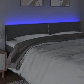 sötétszürke szövet LED-es fejtámla 160x5x78/88 cm