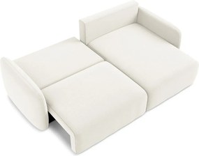 Krémszínű bársony kinyitható-tárolóhelyes sarokkanapé (jobb oldali-heverő résszel) Kalena – Makamii