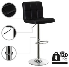 Fekete bőr utánzat állítható magasságú bárszék szett 2 db-os (ülésmagasság 93 cm) – Casa Selección