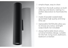 Castro II fekete falilámpa - Sollux