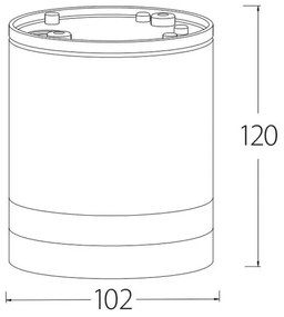 Lámpa Mennyezeti lámpatest RIVEN, aluminium, 102x120, IP54, MAX.35W, kör, grafit
