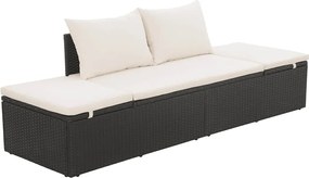 vidaXL fekete polyrattan kerti ágy 195 x 60 cm