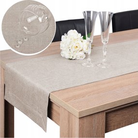Asztalterítő Panama 40x120 Foltálló Sima Dekoratív Bézs Boho