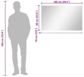 edzett üveg falitükör polccal 100 x 60 cm