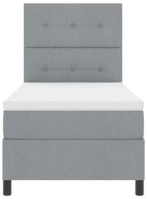Box Spring Ágy Matrac Világosszürke 90x200 cm Szövet
