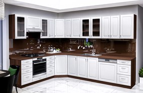 Otthon Elite Wenge - Fehér MDF Sarok Konyhabútor 230 x 310 cm