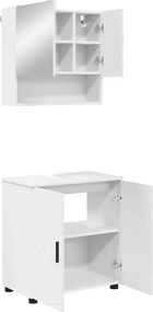 vidaXL Fürdőszoba bútor szett tárolóval 2 pcs Fehér Faanyag & Fém