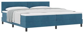 Boxspring Ágy Mattal Sötétkék 200x200 cm Bársony
