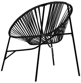 3 db fekete polyrattan kerti szék szett
