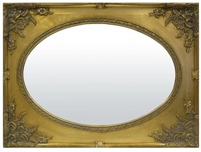 Négyszögletes keretű ovális tükör barokkos mintával, 12cm rámával 85x115x4cm