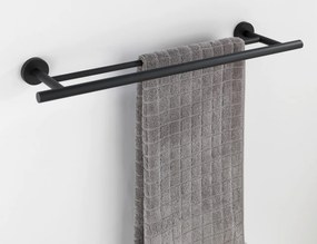 Falra szerelhető törölközőtartó Duo Bosio, Wenko Power-Loc®, 5,5 x 60 cm, rozsdamentes acél, fekete