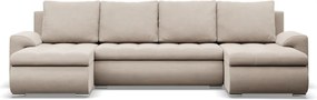 Tokio U alakú sarokkanapé, 3 ágyneműtartóval, bársony, univerzális oldal, bézs