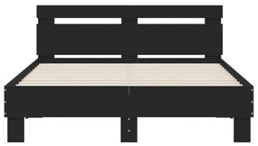fekete szerelt fa ágykeret fejtámlával 120 x 200 cm