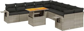vidaXL 11 részes szürke polyrattan kerti ülőgarnitúra párnákkal