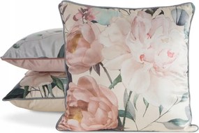 Dekoratív párnahuzat ROSITA2 45x45 Eurofirany krém rózsaszín bazsarózsa virágok