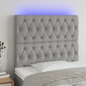 világosszürke szövet LED-es fejtámla 90x7x118/128 cm