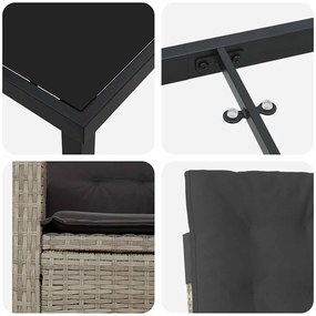 Kert étkező szett 7 pcs Világosszürke polirattan