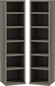 HOMCOM 2 db-os oszloppolcos CD-DVD tároló szekrény 6 + 6 rekesz 21 x 22,5 x 88,5 cm maximális kapacitás 204 CD sötét szürke | Aosom