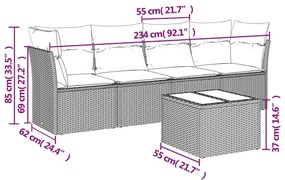 5 részes bézs polyrattan kerti ülőgarnitúra párnákkal