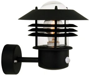 Nordlux - VEJERS kültéri fali lámpa mozgásérzékelővel 1xE27/60W/230V IP54 fekete