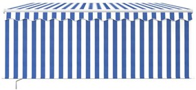 kék és fehér kihúzható LED-es napellenző redőnnyel 3,5 x 2,5 m