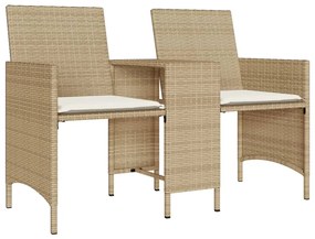 2 személyes bézs polyrattan kerti kanapé asztallal/székkel