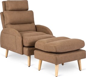 Fotel Wypoczynkowy HENRY z Podnóżkiem Brązowy