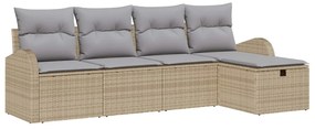 vidaXL Kanapé Szett párnával 5 pcs Beige és Világosszürke polirattan