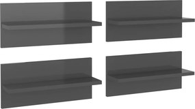 vidaXL 4 db magasfényű szürke fali polc 40 x 11,5 x 18 cm