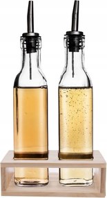 Olívaolaj palackok ecet adagolókkal Üveg Orion állvánnyal 2 x 300 ml