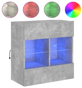 betonszürke falra szerelhető TV-szekrény LED-del 58,5x30x60,5cm