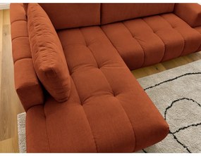 Téglavörös kinyitható-tárolóhelyes sarokkanapé (bal oldali-L alakú) Fuji – Bobochic Paris