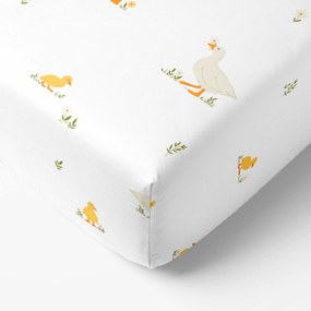 Goldea húsvéti pamut körgumis lepedő - kacsák 80 x 160 cm