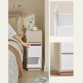 ROBIN éjjeliszekrény, 30x25x65cm, fehér/bézs Vasagle