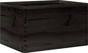 vidaXL Fa doboz fogantyúkkal fekete 40x30x23 cm tömör fa fenyő