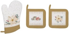 Edényalátét 2 db, 20x20cm+edényfogó kesztyű 20x30cm, 100% pamut, White Elegance