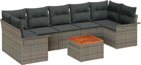 vidaXL Kerti Kanapé Szett tárolóval 8 pcs Szürke polirattan