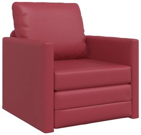 vidaXL Földi Kanapéágy 2 az 1-ben Burgundi vörös 74x77x81 cm Műbőr