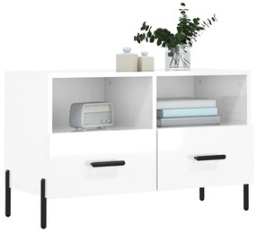fehér magasfényű szerelt fa TV-szekrény 80x36x50 cm