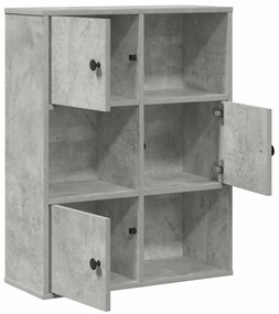 betonszürke szerelt fa könyvespolc 60x24x76,5 cm