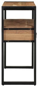 Konsole Asztal Fekete 90x33x75 cm Tömör Akácfa és Fém