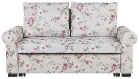 Világosszürke virágmintás kárpitozott kanapéágy SILDA Beliani