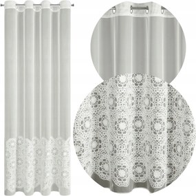 Függöny Kész Nyalóka Fehér Hímzés Virágok Átvezető Krém Függöny 140x250cm