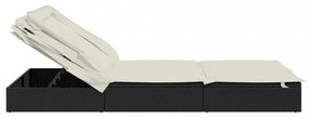 2 személyes fekete polyrattan napágy tetővel 213 x 118 x 97 cm