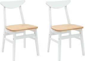 vidaXL Étkező Székek 2 pcs Fehér 42 x 47.5 x 81 cm Tömör Gumi Fa