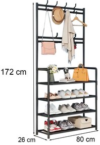 Előszobafal ruhaállvány LRA-02 fekete