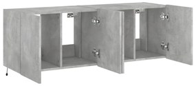 2 db betonszürke fali TV-szekrény LED-del 60x35x41 cm