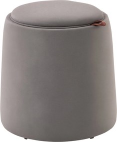 HOMCOM 2 az 1-ben Tároló Puff, Kerek Párnázott Puff Lábpihentető Tárolóval, 44 x 47,5 cm, Sötétszürke | Aosom