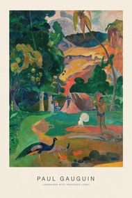 Festmény reprodukció Landscape with Peacocks (Special Edition) - Paul Gauguin, (26.7 x 40 cm)
