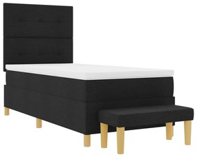 Boxspring Ágy Mattal és Pad Fekete 100x200 cm Szövet
